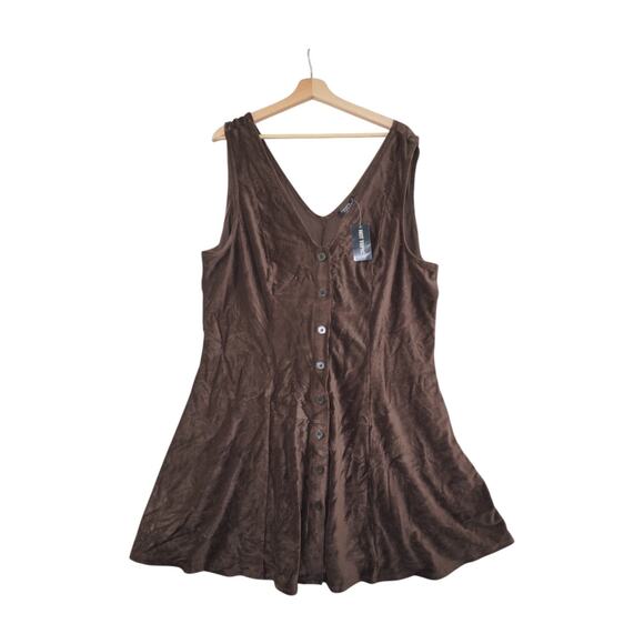 Thorn & Fable Brown Corduroy Button Front Tank Dress Plus Size 2 NWT - Picture 8 of 9